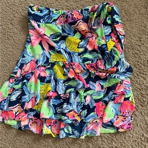 Lilly Pulitzer Navy Floral Ruffle Mini Wrap Skirt